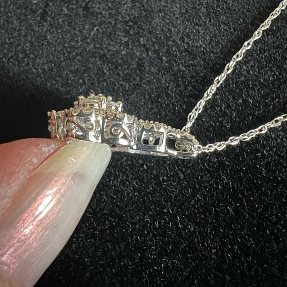 Alwand Vahan 14k Solid White Gold Natural Diamond with Pink Sapphire Pendant-JCP - Picture 6 of 10